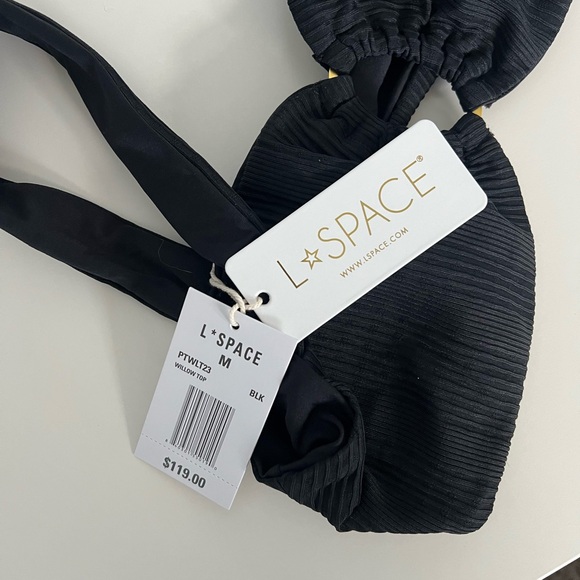 NWT Pointelle Rib Willow Bikini Top size medium black gold - Picture 6 of 7